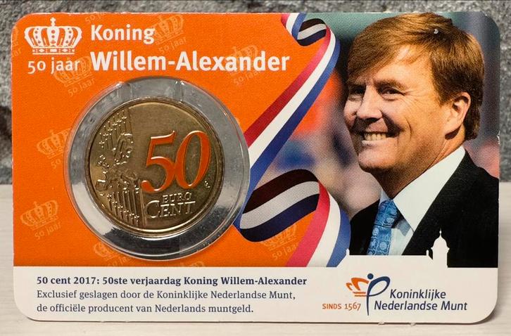 50 jaar Willem-Alexander coincard, Postzegels en Munten, Munten | Nederland, Losse munt, Euro's, Koningin Beatrix, Ophalen of Verzenden