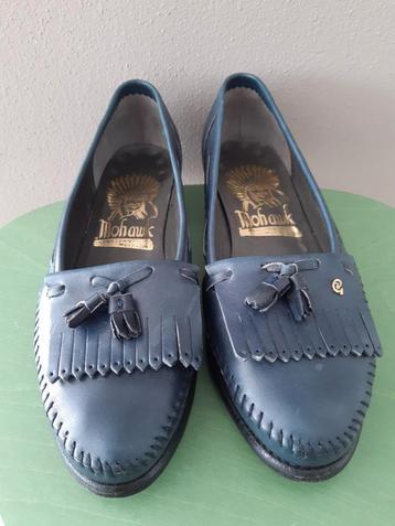 ZGAN-Leren moccasins-Mohawk-handgemaakt-mt 7,5(41/41,5)blauw beschikbaar voor biedingen