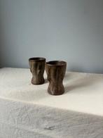Vintage set ceramic olijfgroen  bekers brutalist stijl h12cm, Huis en Inrichting, Keuken | Servies, Keramiek, Ophalen of Verzenden