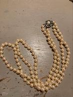 Vintage lange dubbele glaskralen ketting parels parelketting, Sieraden, Tassen en Uiterlijk, Antieke sieraden, Overige materialen