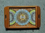 Vintage Dienblad met Vlinders, Ophalen of Verzenden, Gebruikt, Rechthoekig, Hout