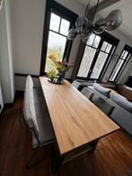 Massief houten eettafel bankje en stoelen, Huis en Inrichting, Tafels | Eettafels, Ophalen, Gebruikt, 50 tot 100 cm, Vijf personen of meer