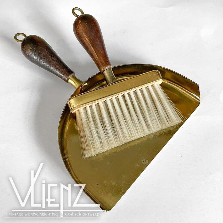 Vintage, brocante tafelveger en blik, kruimelveger, Antiek en Kunst, Curiosa en Brocante, Ophalen of Verzenden