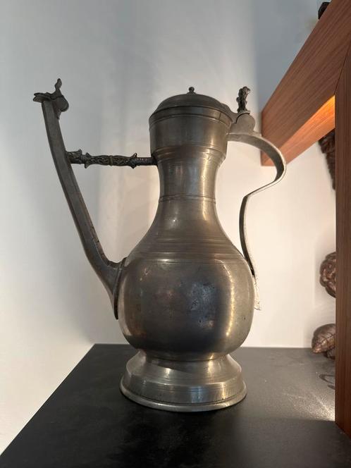 Antieke Tinnen Kan met Deksel, Antiek en Kunst, Antiek | Tin, Ophalen of Verzenden