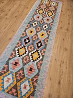 Handgeweven oosterse wollen kelim loper 280x80, Huis en Inrichting, Stoffering | Tapijten en Kleden, Info@SlatsAntiek.nl, Crème