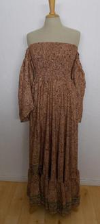 Batik maxi jurk met open mouwen (made in India) M, Kleding | Dames, Jurken, Maat 38/40 (M), Bruin, Verzenden, Zo goed als nieuw