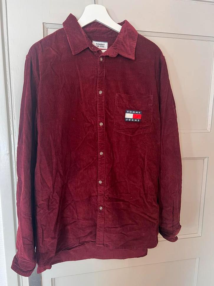 Tommy Jeans Overhemd - Wijnrood - XL, Kleding | Heren, Overhemden, Zo goed als nieuw, Halswijdte 43/44 (XL), Rood, Ophalen of Verzenden