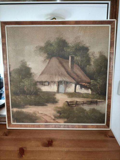 Drentse boerderij 41 cm x 41 cm, Antiek en Kunst, Kunst | Schilderijen | Klassiek, Ophalen of Verzenden