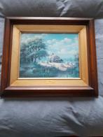 Schilderij C. Pila - Landschap met boer en kar, Antiek en Kunst, Ophalen of Verzenden