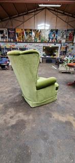 vintage fluweel groene fauteuil, Huis en Inrichting, Fauteuils, Gebruikt, Stof, Vintage, Ophalen