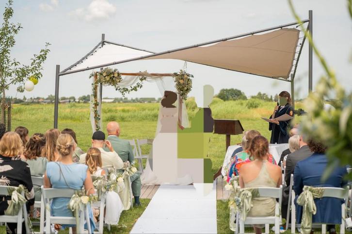 Eiken Backdrop te Huur - makkelijk inklapbaar!!, Hobby en Vrije tijd, Feestartikelen, Zo goed als nieuw, Versiering, Geboorte of Huwelijk
