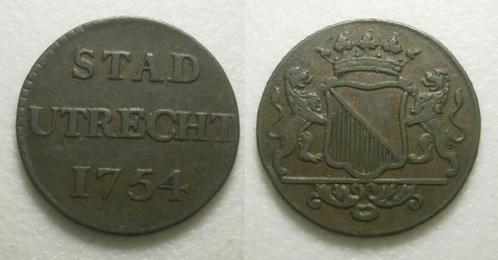 PD10555 Utrecht Stad Duit 1754, Postzegels en Munten, Munten | Nederland, Losse munt, 1 cent, Vóór koninkrijk, Ophalen of Verzenden
