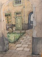 Aquarel Hofje van Polderman, Vlaardingen door Kv.d.Meer, Antiek en Kunst, Ophalen of Verzenden