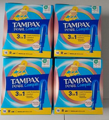 Tampax Pearl Tampons Met Inbrenghuls 18 Stuks (4 doosjes) beschikbaar voor biedingen