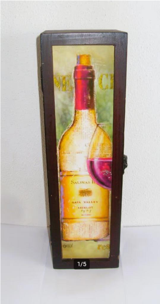 Wijnkist / Verpakking wijnfles / kadobox fles wijn / hout, Huis en Inrichting, Woonaccessoires | Kisten, Minder dan 50 cm, Minder dan 50 cm