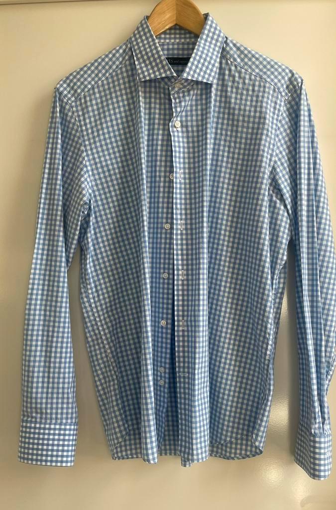 Shirts and Cappuccino overhemd wit/blauw geruit-maat 42/16,5, Kleding | Heren, Overhemden, Zo goed als nieuw, Halswijdte 41/42 (L)