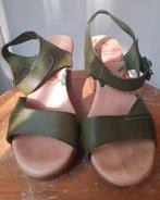 Leren groene sandaaltjes met hak, Ophalen of Verzenden, Gedragen, Groen, Sandalen of Muiltjes