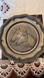 Tinnen bord paarden, Antiek en Kunst, Ophalen