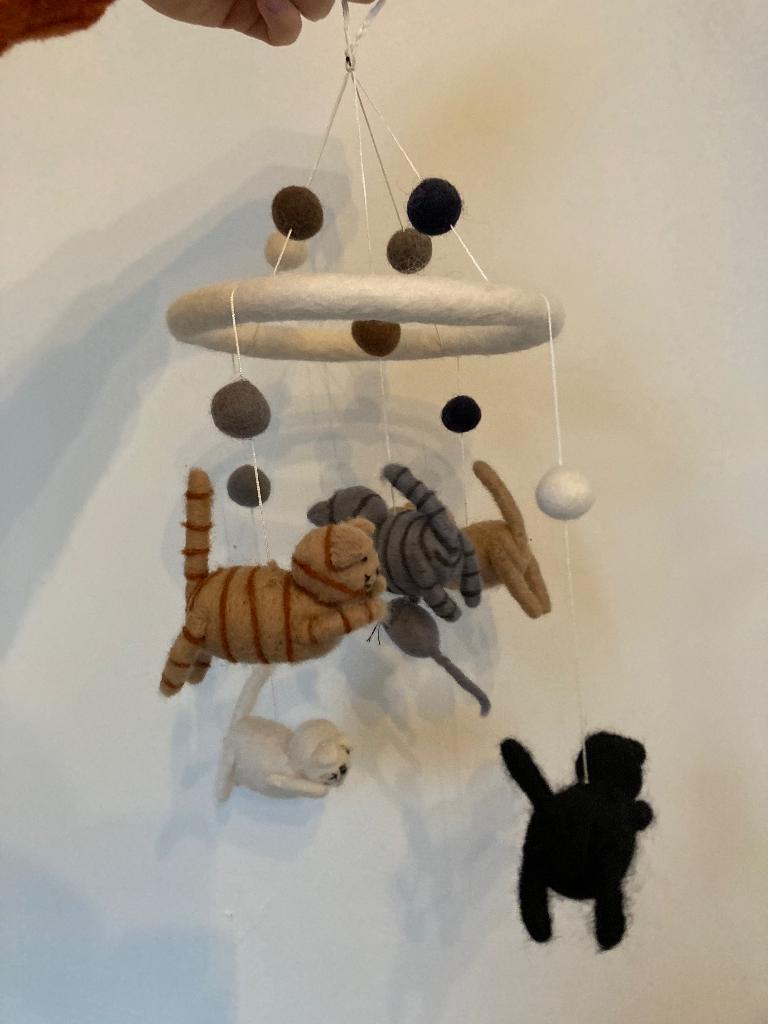 Handgemaakte wollen katten baby mobiel NIEUW kraamcadeau, Ophalen of Verzenden, Nieuw, Overige typen