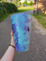 Bloempot blauw gemeleerd, Rond, Zo goed als nieuw, Minder dan 25 cm, Aardewerk