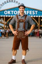 Grijs Oktoberfest Kostuum met Bruine Lederhosen - Maat XL