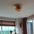 Echt vintage plafonniere plafondlamp goud bruin rookglas, Huis en Inrichting, Lampen | Plafondlampen, Ophalen of Verzenden, Gebruikt