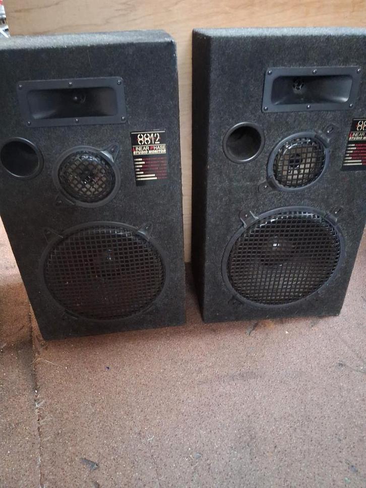 2 Grote Monitor Boxen - Mooi Geluid!, Audio, Tv en Foto, Luidsprekers, Gebruikt, Front, Rear of Stereo speakers, 120 watt of meer