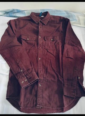 Burgundy spijkeroverhemd – slim fit denim shirt -  S  beschikbaar voor biedingen