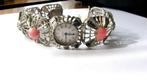 TUSAL Swiss armband dameshorloge 835 zilver Rhodochrosiet, Sieraden, Tassen en Uiterlijk, Antieke sieraden, Ophalen, Zilver, Armband