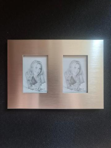 RVS geborsteld fotolijst 2 foto's 5 x 7 cm nieuw beschikbaar voor biedingen