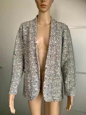 E104 Promiss mt. L=42/44 jasje blazer colbert vest zwart/wit beschikbaar voor biedingen