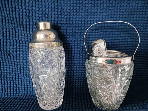 Boheems kristallen cocktailshaker en ijsemmer (met tang), Huis en Inrichting, Woonaccessoires | Overige, Ophalen