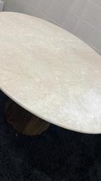 Eettafel marmer wit/beige 120cm japandi stijl, Info@savoireinteriors.com, Overige materialen, 100 tot 150 cm, Savoir
