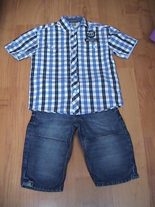 DNM + C&A CHIPS & CHEPS blauwe korte spijkerbroek + hemd bla, Kinderen en Baby's, Kinderkleding | Maat 140, Gebruikt, Jongen, Setje
