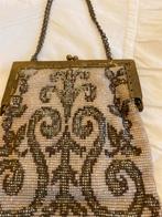 Antiek Kralen Handtasje met zakspiegeltje, Ophalen of Verzenden, Gebruikt, Beige, Handtas