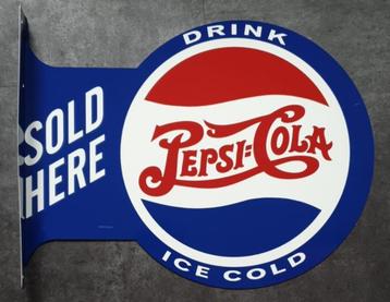 Pepsi Cola dubbelzijdig metalen reclame uithangbord Open beschikbaar voor biedingen