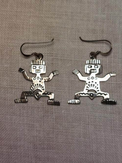 Oorhangers, Sterling zilver, Origineel Azteeks design, Antiek en Kunst, Antiek | Goud en Zilver, Zilver, Ophalen of Verzenden