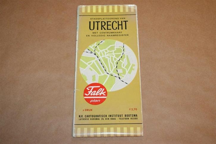 Stadsplattegrond Utrecht - Falk plan - Ca 1960 !!, Boeken, Atlassen en Landkaarten, Gelezen, Landkaart, Nederland, 1800 tot 2000