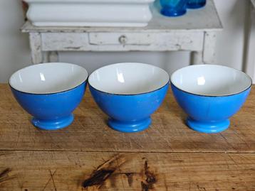 Set van 3 kleine blauwe spoelkommetjes van Société Céramique beschikbaar voor biedingen
