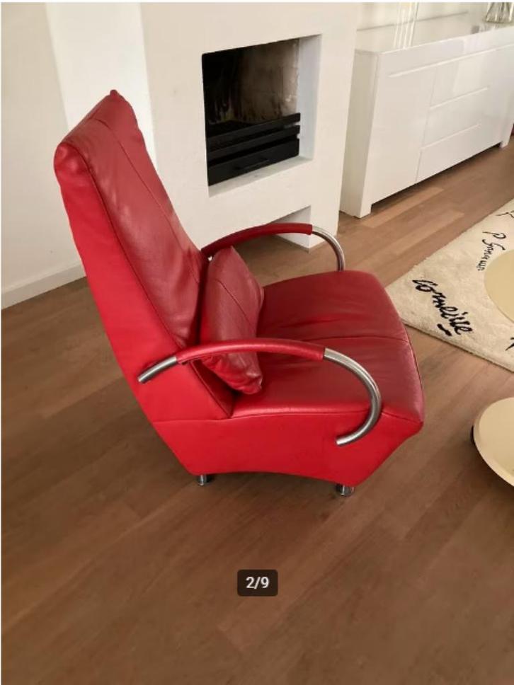 Gave Sitting Vision (De Toekomst) fauteuil model Panda rood, Huis en Inrichting, Fauteuils, Zo goed als nieuw, Leer, Metaal, 50 tot 75 cm