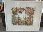 Aquarel Rozen Hekwerk Vogels - E. Kluken Sluyk, Antiek en Kunst, Ophalen