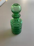 Vintage Italy Italian emerald MCM Green Ribbed Glass Bottle, Ophalen of Verzenden