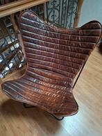 PTMB Vlinderstoel, Huis en Inrichting, Stoelen, Bruin, Vintage, Leer, Ophalen of Verzenden