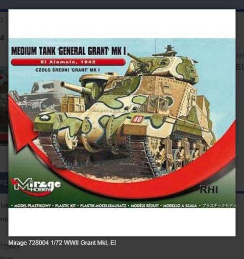 Bouwpakket Mirage-Hobby Mirage 728004 1/72 WWII Grant MkI, E, Hobby en Vrije tijd, Modelbouw | Auto's en Voertuigen, Nieuw, Auto