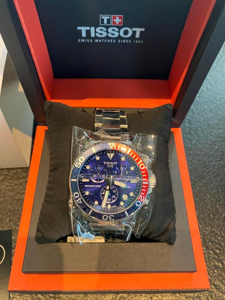 Tissot Seastar 1000 Chrono Pepsi - Garantie tot 2026!, Sieraden, Tassen en Uiterlijk, Horloges | Heren, Nieuw, Polshorloge, Staal