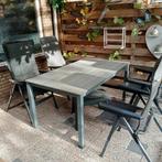 Tuintafel met 4 verstelbare stoelen zgan kussens, Tuin en Terras, Tuinsets en Loungesets, Ophalen, Zo goed als nieuw, Aluminium