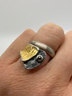 Z534 Prachtige zilveren tricolor ring maat 18, Sieraden, Tassen en Uiterlijk, Ringen, 20 of groter, Ophalen of Verzenden, X, Met edelsteen