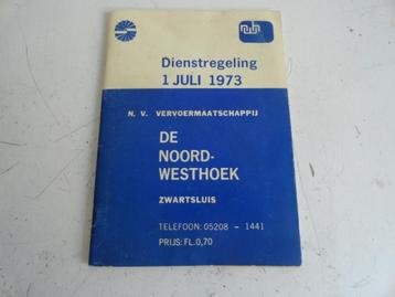 Dienstregeling 1973 De Noordwesthoek, Zwartsluis beschikbaar voor biedingen