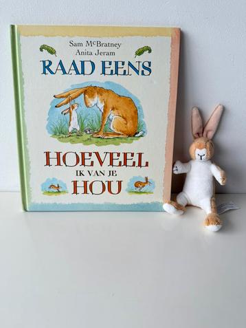 Boek Raad eens hoeveel ik van je hou + knuffel Hazeltje 15cm beschikbaar voor biedingen
