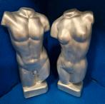 Borstbeelden set - Man en Vrouw, Antiek en Kunst, Kunst | Beelden en Houtsnijwerken, Ophalen of Verzenden
